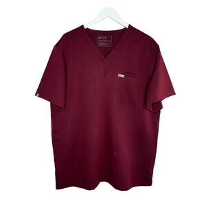 FIGS Threads V Neck Scrubs Top Burgundy Medical Uniform Top Unisex Size XL